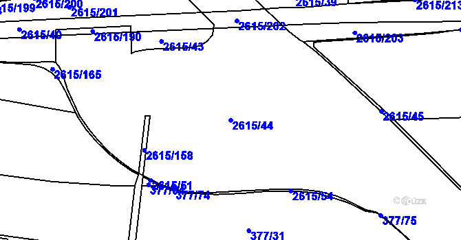 Parcela st. 2615/44 v KÚ Benešovice, Katastrální mapa