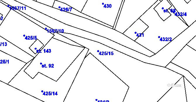 Parcela st. 425/15 v KÚ Lom u Stříbra, Katastrální mapa