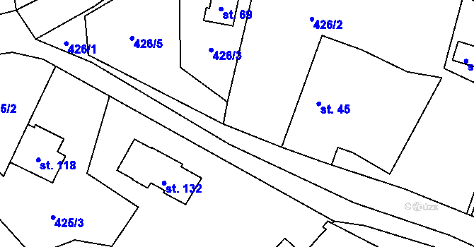 Parcela st. 426/6 v KÚ Lom u Stříbra, Katastrální mapa
