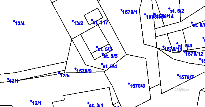 Parcela st. 5/5 v KÚ Lom u Stříbra, Katastrální mapa