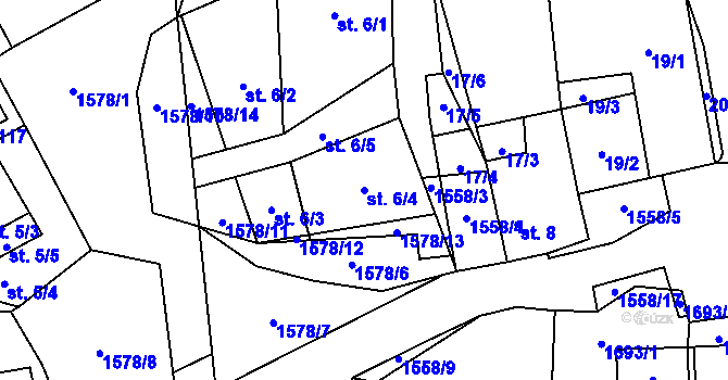 Parcela st. 6/4 v KÚ Lom u Stříbra, Katastrální mapa