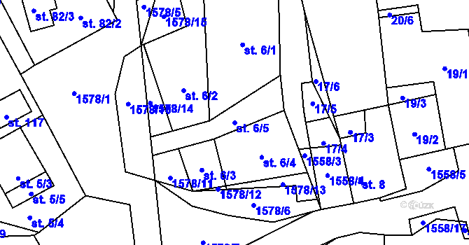 Parcela st. 6/5 v KÚ Lom u Stříbra, Katastrální mapa