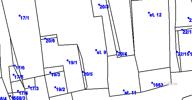 Parcela st. 9 v KÚ Lom u Stříbra, Katastrální mapa