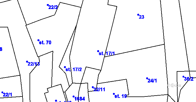 Parcela st. 17/1 v KÚ Lom u Stříbra, Katastrální mapa