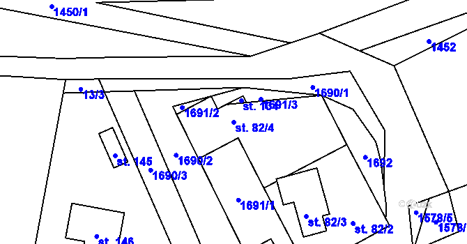 Parcela st. 82/4 v KÚ Lom u Stříbra, Katastrální mapa