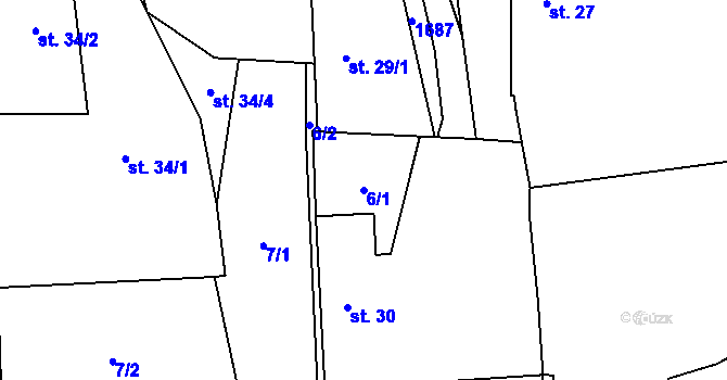 Parcela st. 6/1 v KÚ Lom u Stříbra, Katastrální mapa