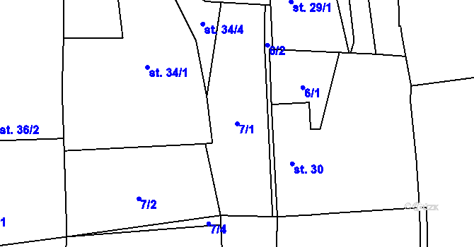 Parcela st. 7/1 v KÚ Lom u Stříbra, Katastrální mapa