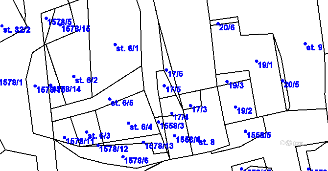 Parcela st. 17/5 v KÚ Lom u Stříbra, Katastrální mapa
