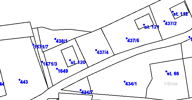 Parcela st. 437/4 v KÚ Lom u Stříbra, Katastrální mapa