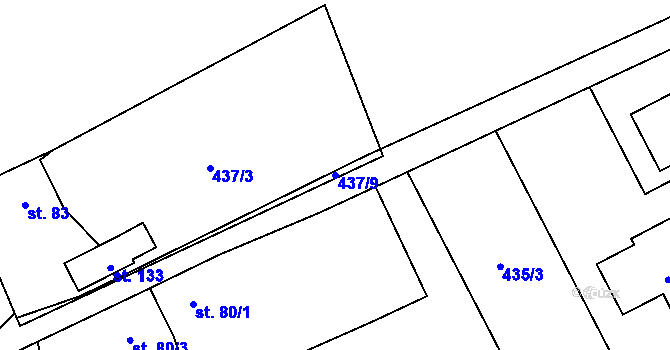 Parcela st. 437/9 v KÚ Lom u Stříbra, Katastrální mapa