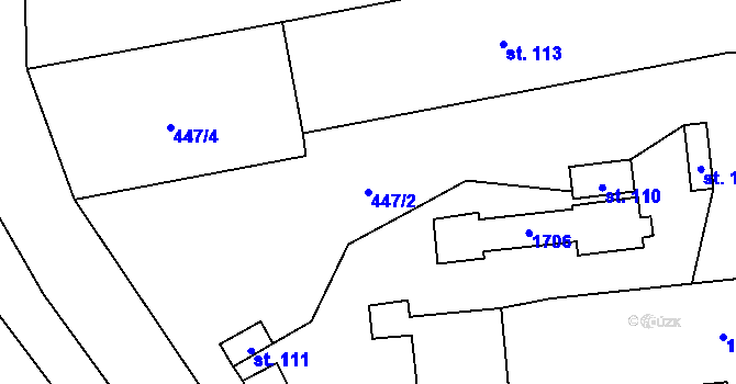 Parcela st. 447/2 v KÚ Lom u Stříbra, Katastrální mapa