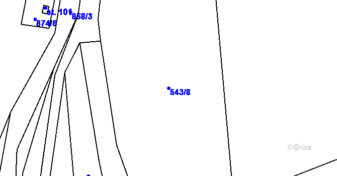 Parcela st. 543/8 v KÚ Lom u Stříbra, Katastrální mapa