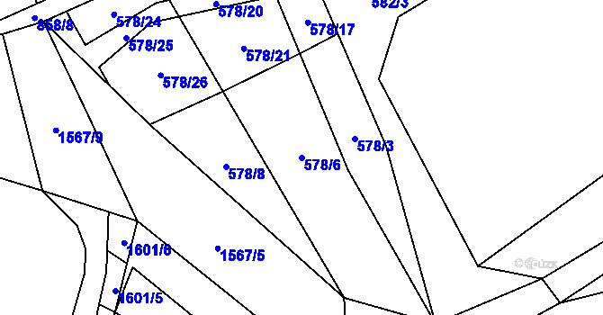 Parcela st. 578/6 v KÚ Lom u Stříbra, Katastrální mapa