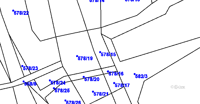 Parcela st. 578/15 v KÚ Lom u Stříbra, Katastrální mapa