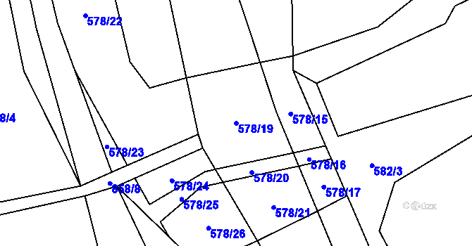 Parcela st. 578/19 v KÚ Lom u Stříbra, Katastrální mapa