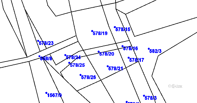 Parcela st. 578/20 v KÚ Lom u Stříbra, Katastrální mapa