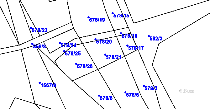 Parcela st. 578/21 v KÚ Lom u Stříbra, Katastrální mapa
