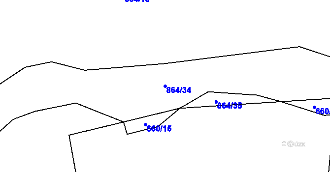 Parcela st. 864/34 v KÚ Lom u Stříbra, Katastrální mapa