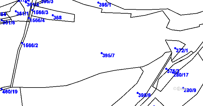 Parcela st. 395/7 v KÚ Lom u Stříbra, Katastrální mapa