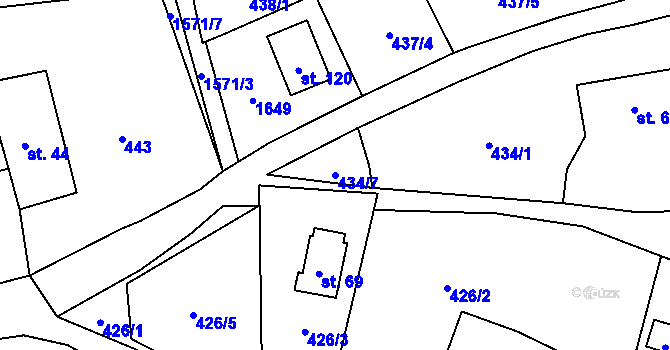 Parcela st. 434/7 v KÚ Lom u Stříbra, Katastrální mapa