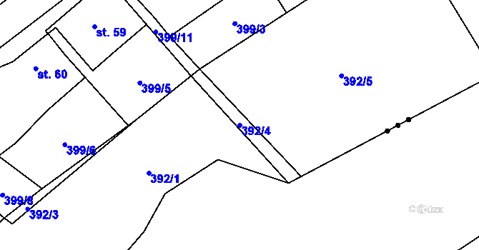 Parcela st. 392/4 v KÚ Lom u Stříbra, Katastrální mapa