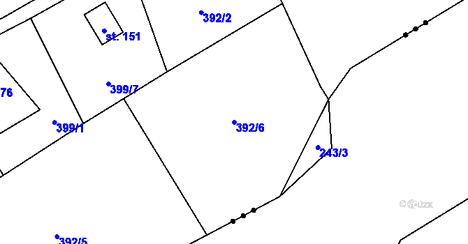 Parcela st. 392/6 v KÚ Lom u Stříbra, Katastrální mapa