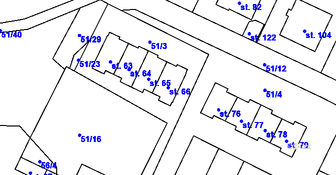 Parcela st. 66 v KÚ Benetice, Katastrální mapa