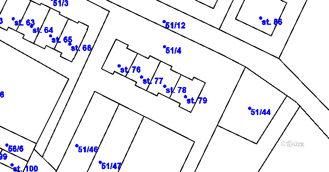 Parcela st. 78 v KÚ Benetice, Katastrální mapa