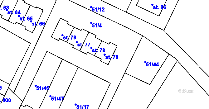 Parcela st. 79 v KÚ Benetice, Katastrální mapa