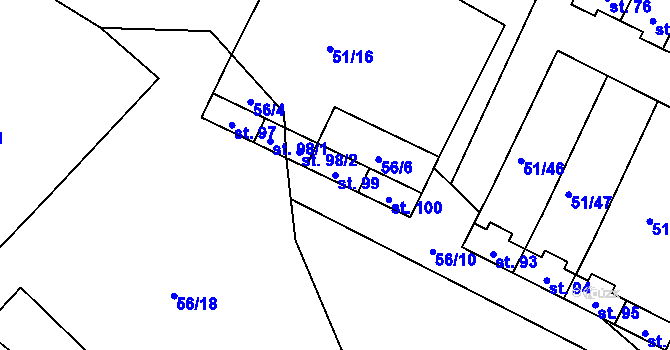 Parcela st. 99 v KÚ Benetice, Katastrální mapa