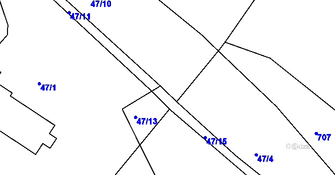 Parcela st. 47/14 v KÚ Benetice, Katastrální mapa
