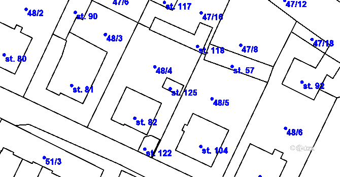 Parcela st. 125 v KÚ Benetice, Katastrální mapa