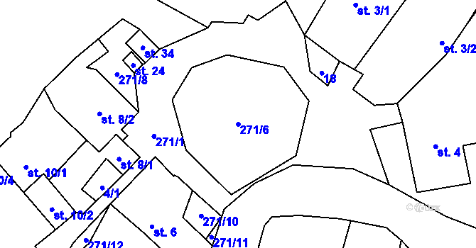 Parcela st. 271/6 v KÚ Věstoňovice, Katastrální mapa