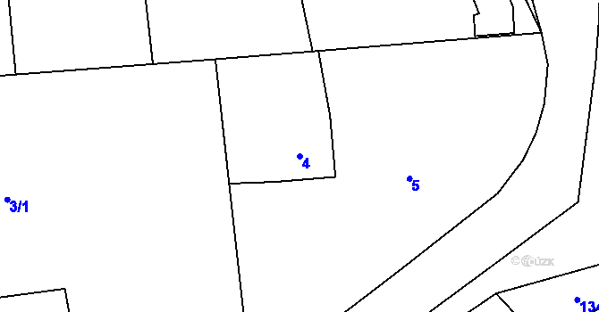 Parcela st. 4 v KÚ Benice, Katastrální mapa