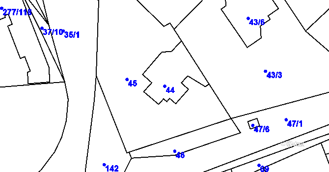 Parcela st. 44 v KÚ Benice, Katastrální mapa