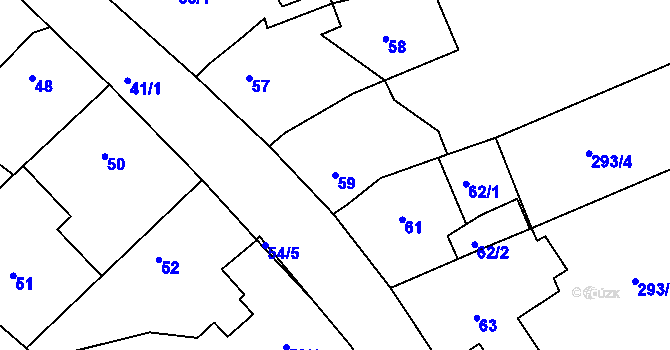 Parcela st. 59 v KÚ Benice, Katastrální mapa