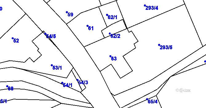 Parcela st. 63 v KÚ Benice, Katastrální mapa