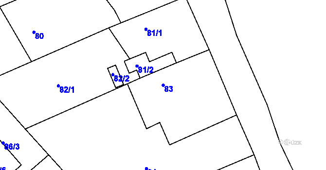 Parcela st. 83 v KÚ Benice, Katastrální mapa