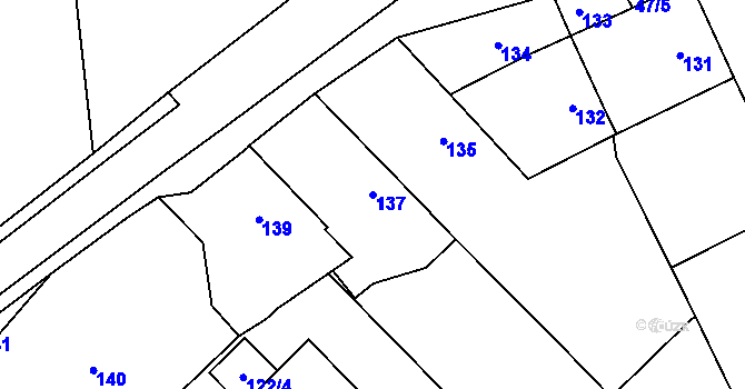 Parcela st. 137 v KÚ Benice, Katastrální mapa