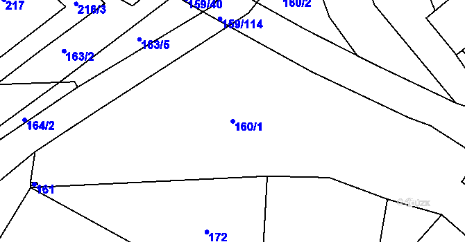Parcela st. 160/1 v KÚ Benice, Katastrální mapa