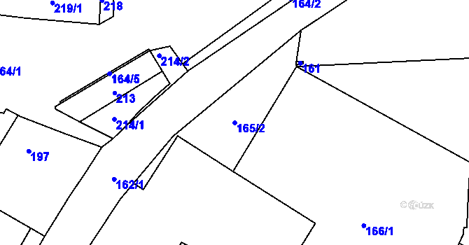 Parcela st. 165/2 v KÚ Benice, Katastrální mapa