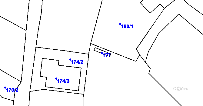 Parcela st. 177 v KÚ Benice, Katastrální mapa