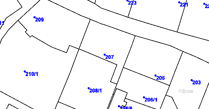 Parcela st. 207 v KÚ Benice, Katastrální mapa