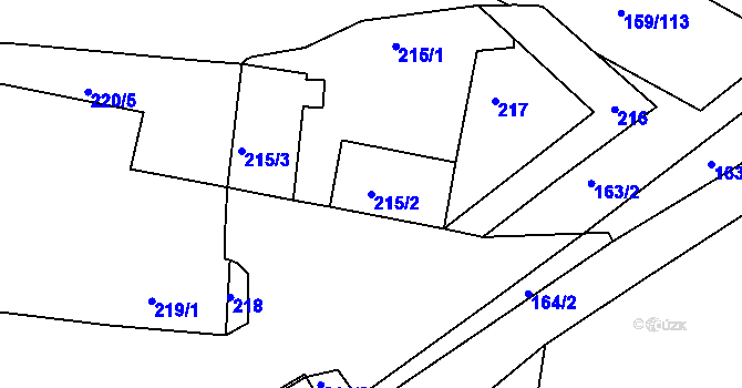 Parcela st. 215/2 v KÚ Benice, Katastrální mapa
