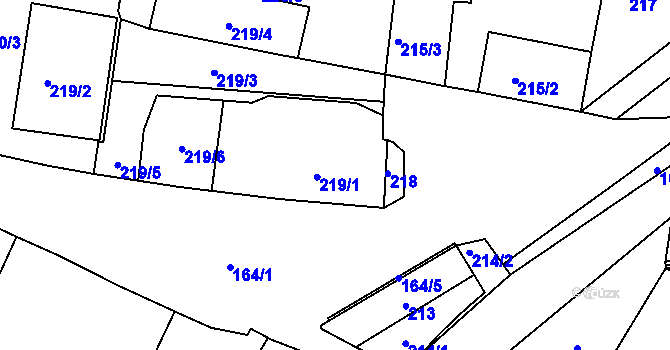 Parcela st. 219 v KÚ Benice, Katastrální mapa