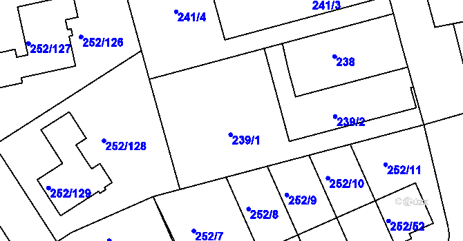 Parcela st. 239 v KÚ Benice, Katastrální mapa