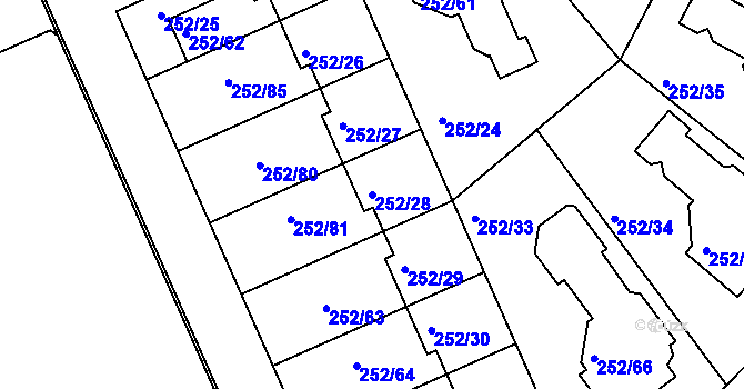 Parcela st. 252/28 v KÚ Benice, Katastrální mapa