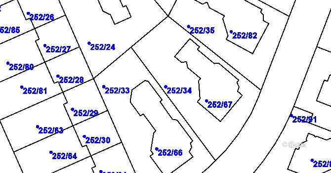 Parcela st. 252/34 v KÚ Benice, Katastrální mapa