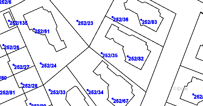 Parcela st. 252/35 v KÚ Benice, Katastrální mapa