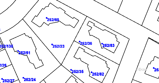 Parcela st. 252/36 v KÚ Benice, Katastrální mapa